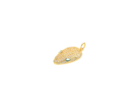 -18k Gold Serpent Head Snake Pendant or Charm, Gold/Sapphire, Serpent Snake, transformation, rebirth, power, CPG1580