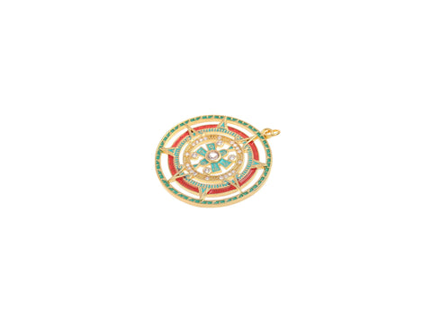 -18k Gold Colorful Starburst Pendant, North Star Charm, Gold Medallion Pendant, For earrings or Necklace, CPG1578