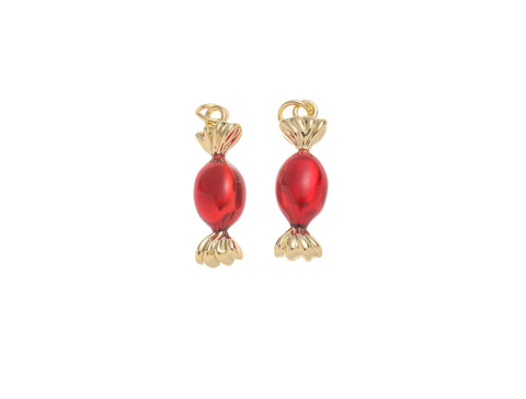 -18k Gold red candy CZ Charm, Dainty Red Candy Charm For Jewelry Making, Necklace Bracelet Earring, CPG1565-1