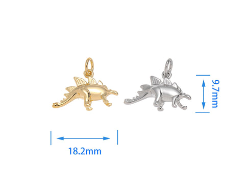 -18k Gold or Silver Dinosaur, Stegosaurus, Minimalist, Charms for kids, Dino Charm, CPG1510, CPS1510