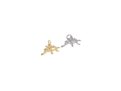 -18k Gold or Silver Dinosaur, Stegosaurus, Minimalist, Charms for kids, Dino Charm, CPG1510, CPS1510