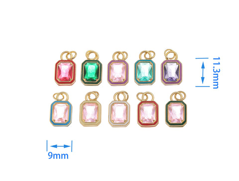 -18k Gold Bezel,  10 different CZ colors, CZ pendants, Rectangle CZ Drops, CPG1537