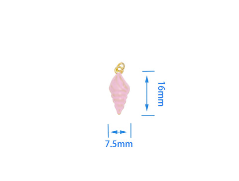 -18k Gold Fun Color Sea Shell Conch Charm, Pink Shell Charm, Sealife Hermit Shell Charm, Sea Shell Charm, CPG1538