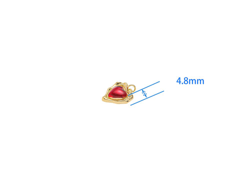 -18k Gold Enamel Red Heart Charm For Necklace Or Earring Making. Gold Heart charm ,Minimalist Gold Heart charm,Dainty Heart Charm, CPG15339