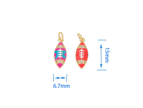 -18k Gold Football, Pink Football or Blue and Pink Football Charm, Cute Sports Charm, Football for girls, football fans, CPG1540