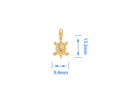 -18k Gold Sea Turtle, Tortoise Charm, Turtle Charm, Turtle Charm For Jewelry Making, Dainty Reef Animal Charm, CPG1562