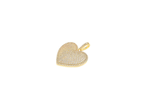 -18k Gold cz full pave Heart Pendant, Sparkly Polished Heart Pendant, Simple and elegant, Heart Shape Pendant, My Valentine, CPG2160