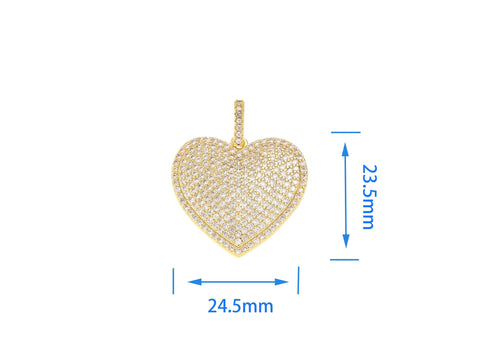 -18k Gold cz full pave Heart Pendant, Sparkly Polished Heart Pendant, Simple and elegant, Heart Shape Pendant, My Valentine, CPG2160