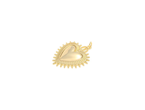 -18k Gold Heart with Lace Trimmings Detail Charm, Gold  Heart Charm, Lace Detail Gold Charm, CPG2162