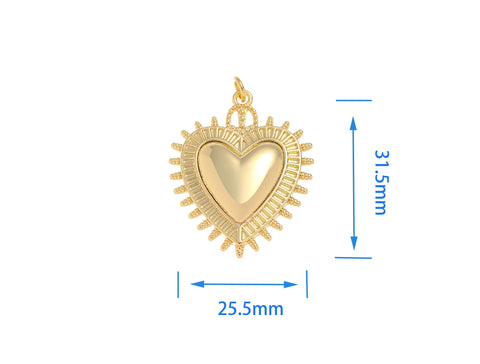 -18k Gold Heart with Lace Trimmings Detail Charm, Gold  Heart Charm, Lace Detail Gold Charm, CPG2162