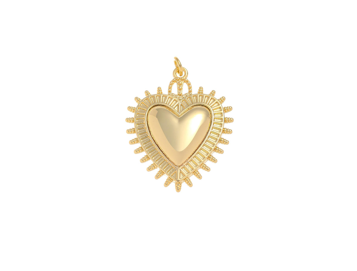 -18k Gold Heart with Lace Trimmings Detail Charm, Gold  Heart Charm, Lace Detail Gold Charm, CPG2162