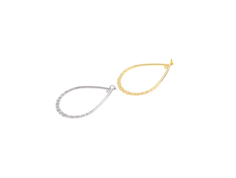 -18k Gold or Silver Large Sized Hoop Earring or Necklace Component For DIY Jewelry, Hammered Gold Texture, CPG1517, CPS1517