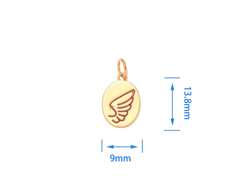 -18k Gold Angel Wing Charm, Remembrance charm, Gold Wings, Guardian Angel Wing Charm add on charm for Necklace Bracelet Earring, CPG2157