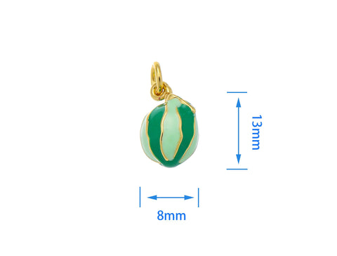 -18K Gold Cute Watermelon Charm, Watermelon Picking, Fruit Pendant, Enamel Fruit Pendant, DIY Jewelry Making Supplies, CPG2163