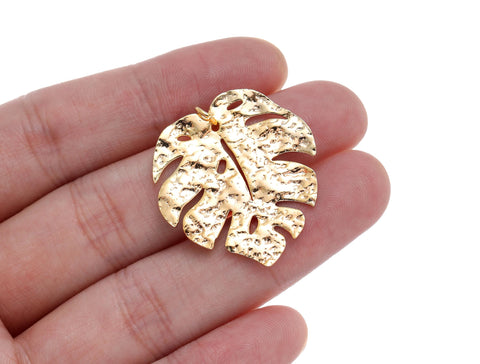 -18k Gold Dipped Real Leaf Pendant, Real Leaf Jewelry, Nature Inspired Jewelry, Hammered Gold Finish, DIY Jewelry, CPG1219