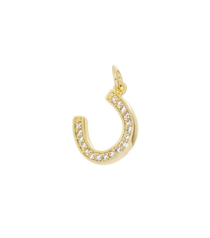 Dainty Gold Horseshoe CZ Charm,Minimalist Small Horseshoe Charm,Timeless CZ Mini Horseshoe Charm For Jewelry Making,CPG1640