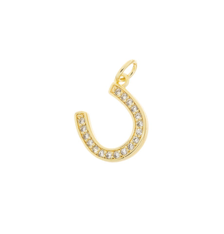Dainty Gold Horseshoe CZ Charm,Minimalist Small Horseshoe Charm,Timeless CZ Mini Horseshoe Charm For Jewelry Making,CPG1640