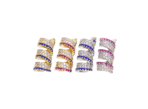 Gold And Silver Spiral CZ Spacer,Multicolor Tube Spacer Bead,Twisted Spiral Pave CZ Spacer Bead, SPG073