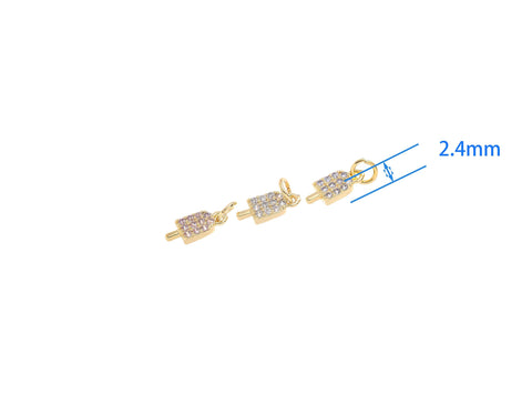 Gold Popsicle Stick Ice Cream Charm,Dainty Ice Cream Charm With CZ,Popsicle Stick Charm For Jewelry Making,Necklace Bracelet Earring,CPG1462