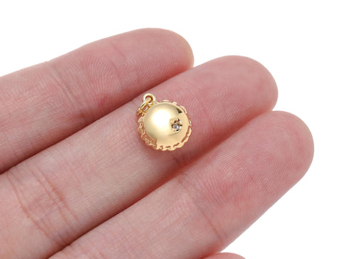 Gold Round Puffy Birthday Balloon Charm,Round Birthday Balloon Charm,Birthday Balloon Charm For Jewelry making,Helium Balloon Charm,CPG1477