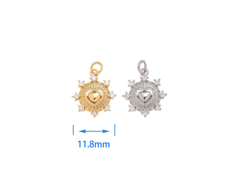 Gold And Silver Heart Charm,CZ Heart Charm,Heart Charm For Jewelry Making,Dainty Heart Charm For Necklace And Earrings CPG-CPS1485