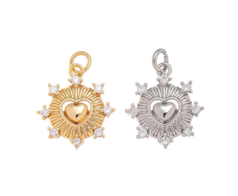 Gold And Silver Heart Charm,CZ Heart Charm,Heart Charm For Jewelry Making,Dainty Heart Charm For Necklace And Earrings CPG-CPS1485