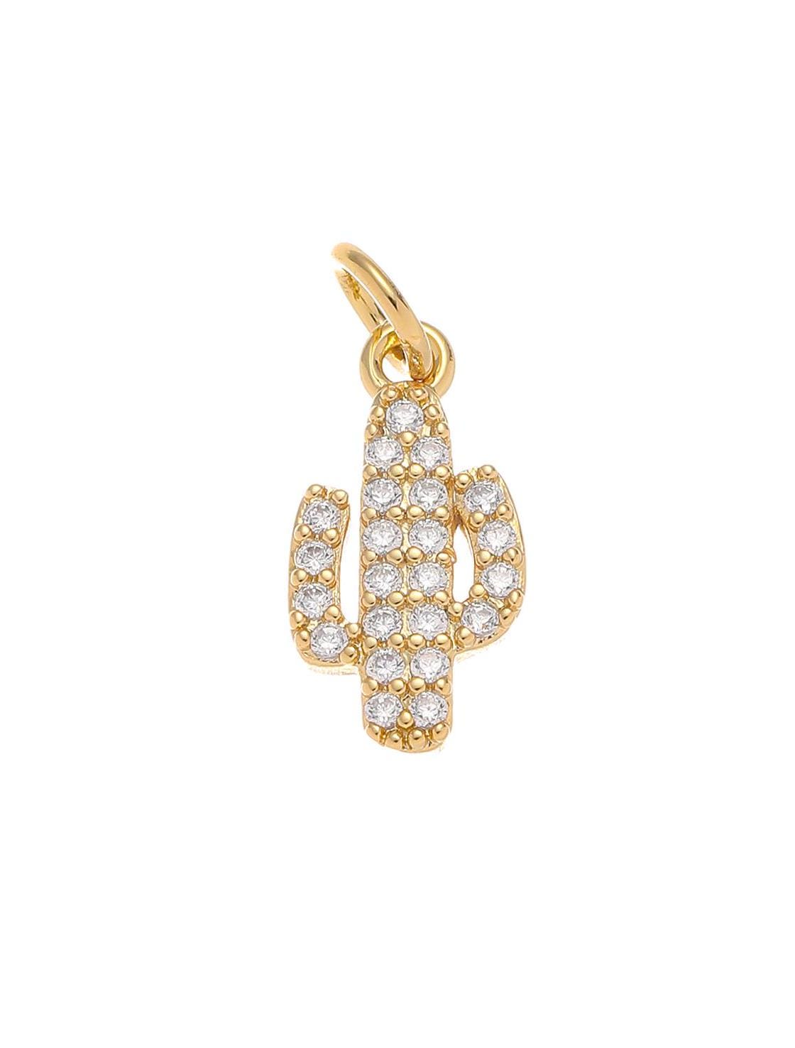 Cactus Desert Tree Charm,Cactus Tree Charm With CZ, Pave  CZ Cactus Desert Tree,CPG1558