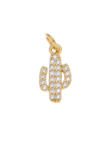 Cactus Desert Tree Charm,Cactus Tree Charm With CZ, Pave  CZ Cactus Desert Tree,CPG1558