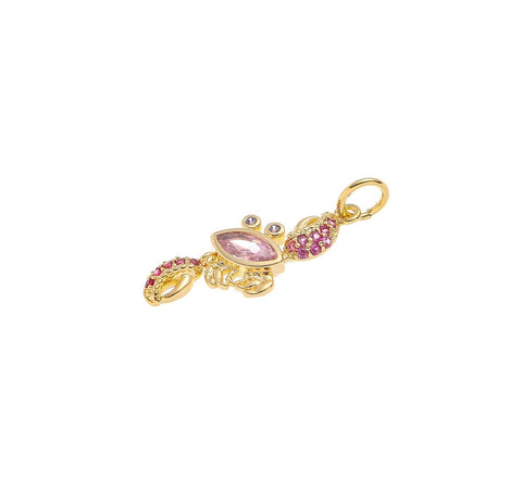 Gold Crab Charm With CZ,Crab Charm For Sealife Jewelry Making,Reef Animal CZ Charm For Necklace And Earrings,CPG1560