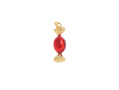 -18k Gold red candy CZ Charm, Dainty Red Candy Charm For Jewelry Making, Necklace Bracelet Earring, CPG1565-1
