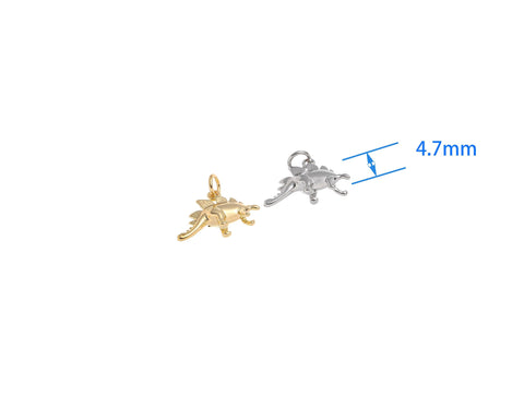 -18k Gold or Silver Dinosaur, Stegosaurus, Minimalist, Charms for kids, Dino Charm, CPG1510, CPS1510