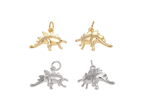 -18k Gold or Silver Dinosaur, Stegosaurus, Minimalist, Charms for kids, Dino Charm, CPG1510, CPS1510