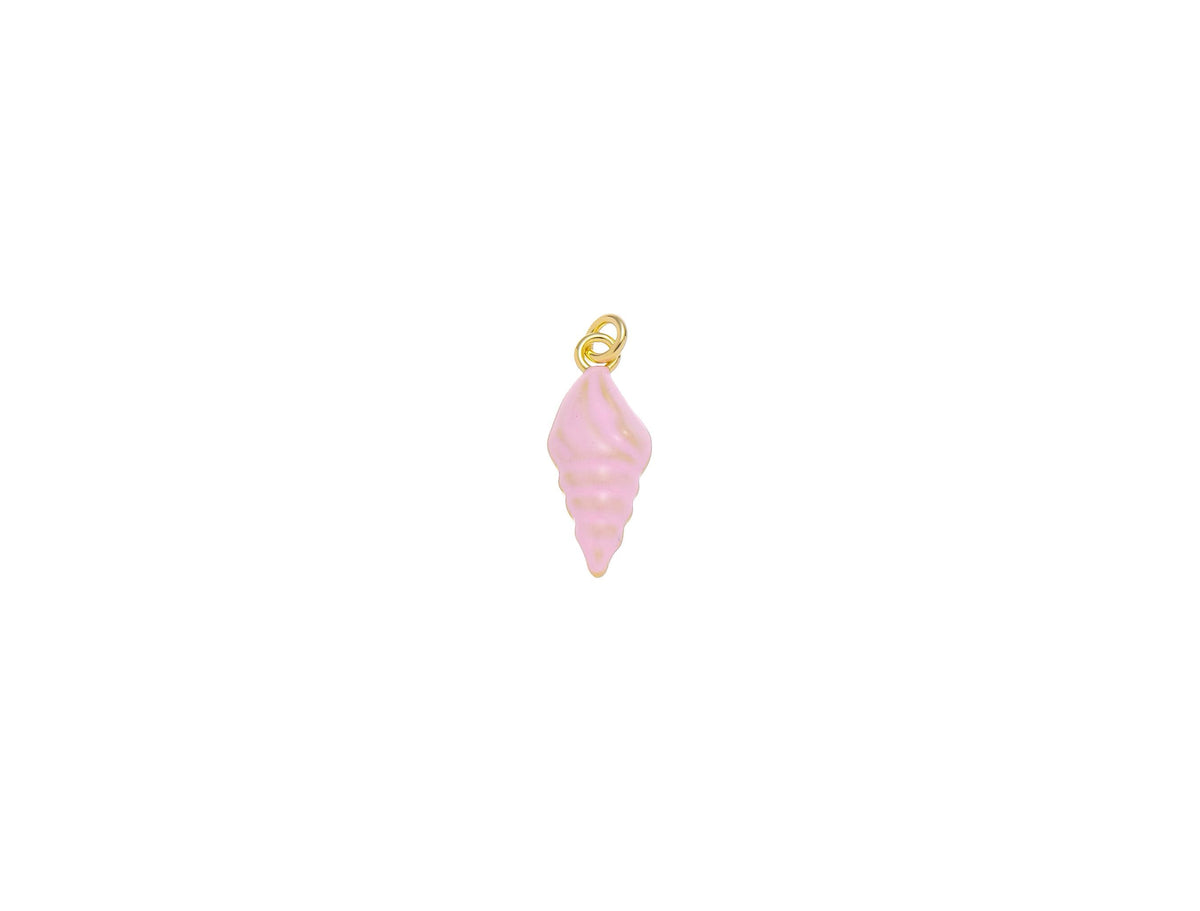 -18k Gold Fun Color Sea Shell Conch Charm, Pink Shell Charm, Sealife Hermit Shell Charm, Sea Shell Charm, CPG1538