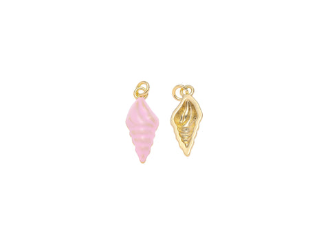 -18k Gold Fun Color Sea Shell Conch Charm, Pink Shell Charm, Sealife Hermit Shell Charm, Sea Shell Charm, CPG1538