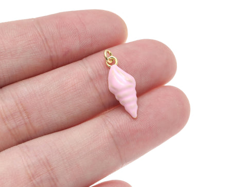 -18k Gold Fun Color Sea Shell Conch Charm, Pink Shell Charm, Sealife Hermit Shell Charm, Sea Shell Charm, CPG1538