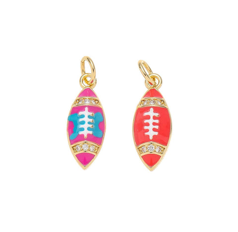 -18k Gold Football, Pink Football or Blue and Pink Football Charm, Cute Sports Charm, Football for girls, football fans, CPG1540