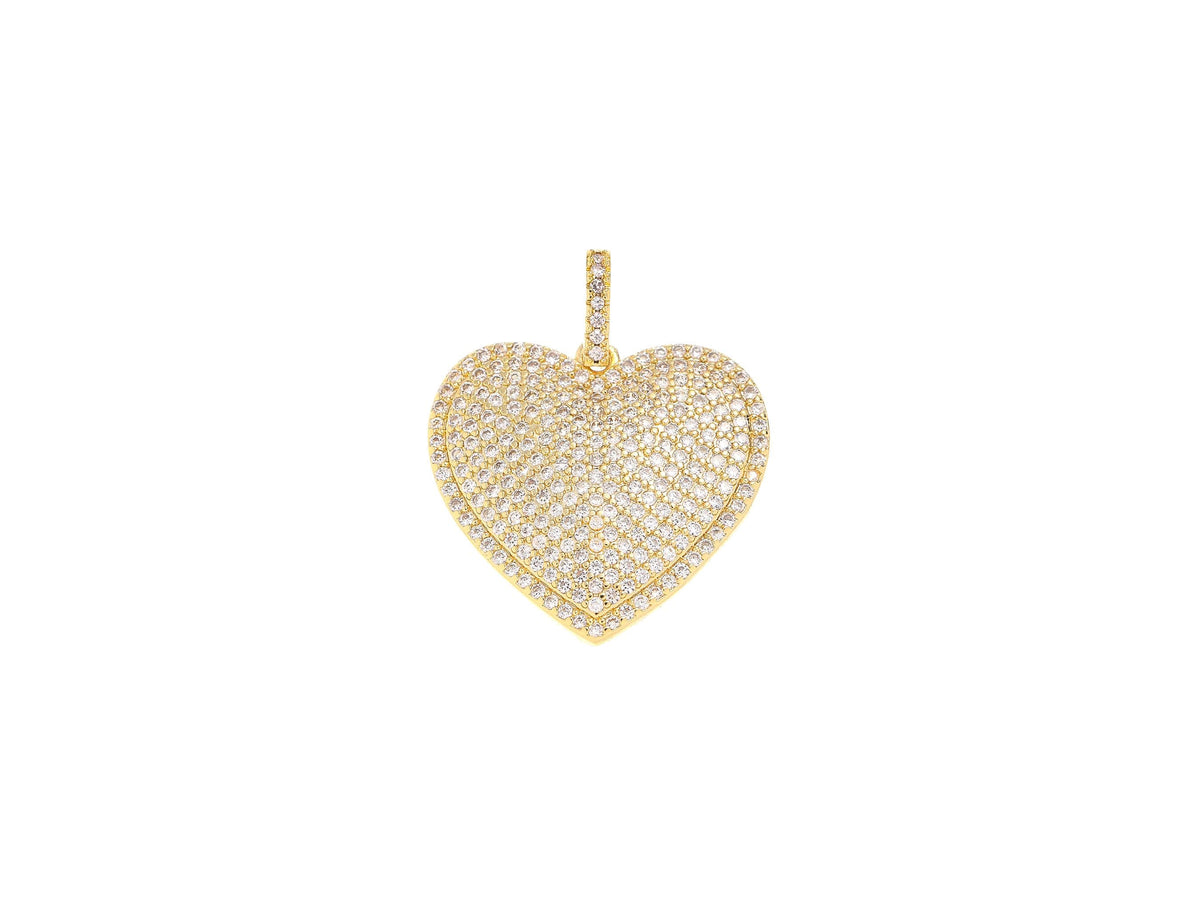 -18k Gold cz full pave Heart Pendant, Sparkly Polished Heart Pendant, Simple and elegant, Heart Shape Pendant, My Valentine, CPG2160