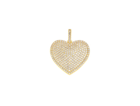 -18k Gold cz full pave Heart Pendant, Sparkly Polished Heart Pendant, Simple and elegant, Heart Shape Pendant, My Valentine, CPG2160