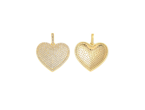 -18k Gold cz full pave Heart Pendant, Sparkly Polished Heart Pendant, Simple and elegant, Heart Shape Pendant, My Valentine, CPG2160