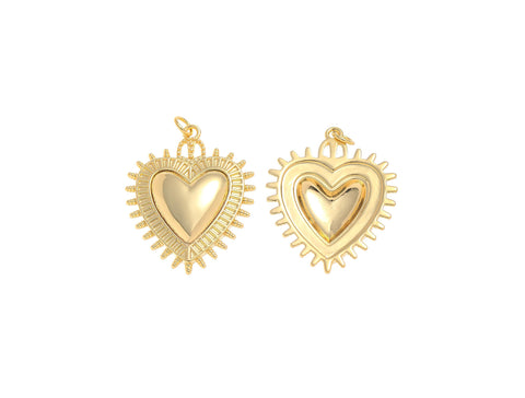 -18k Gold Heart with Lace Trimmings Detail Charm, Gold  Heart Charm, Lace Detail Gold Charm, CPG2162