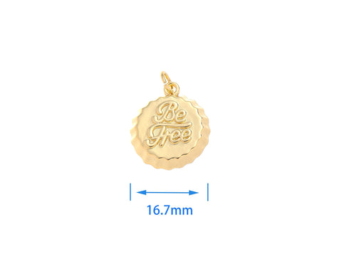 18k Gold Be Free Soda Cap Charm, Gold Be Free Pendant, Be Free Soda Cap Charm, Gold Charm, Gold Plated Findings, CPG2201