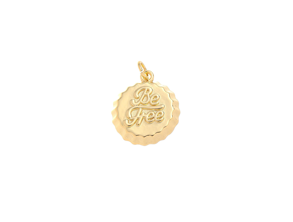 18k Gold Be Free Soda Cap Charm, Gold Be Free Pendant, Be Free Soda Cap Charm, Gold Charm, Gold Plated Findings, CPG2201