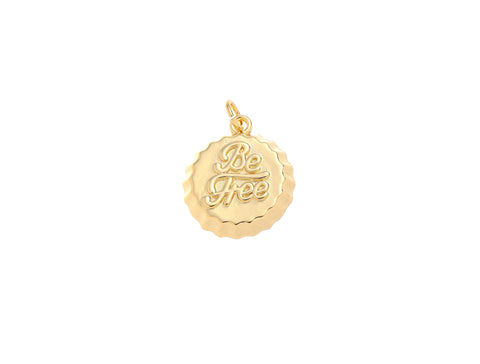 18k Gold Be Free Soda Cap Charm, Gold Be Free Pendant, Be Free Soda Cap Charm, Gold Charm, Gold Plated Findings, CPG2201