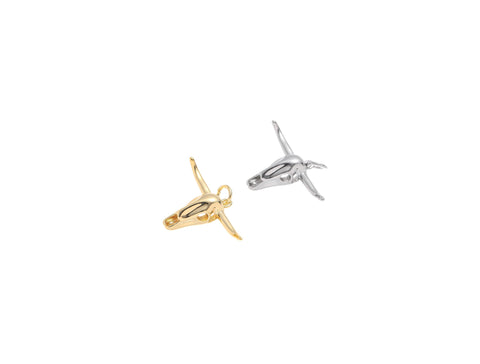 -18k Gold or Silver Bull Skull Charm or Pendant, Decorative steer charm, Cowboy/ Cowgirl Animal Jewelry, Minimalist Jewelry, CPG1452, CPS1452