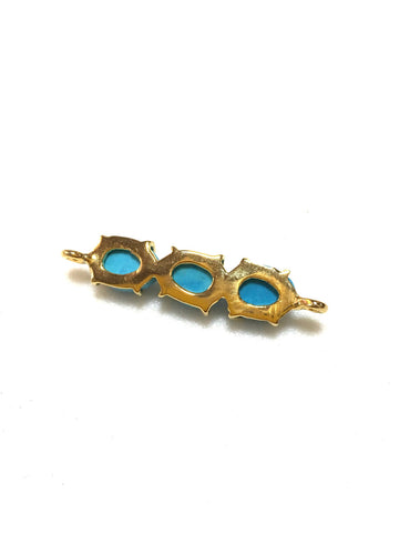 Trio prong set turquoise connector/ pendant