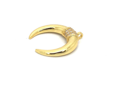Pave Double Horn/Crescent Moon Top Pave with White Cubic Zirconia