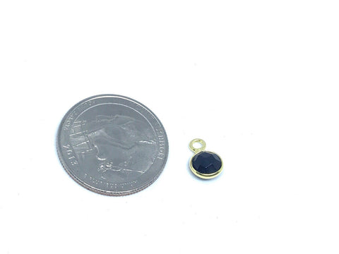 6mm round faceted black onyx vermeil charm