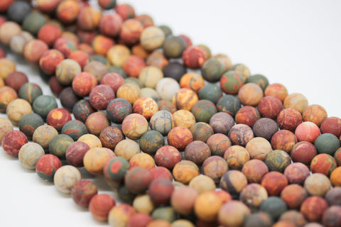 Matte Red Creek Jasper Round Beads, 6mm, 8mm, FULL STRAND, WHOLESALE