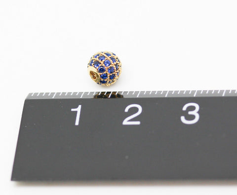 6mm blue sapphire cz pave ball, gold, silver, gunmetal, WHOLESALE