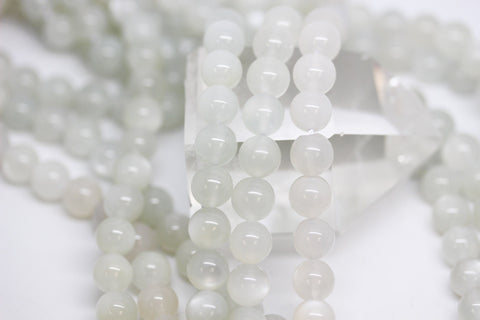 A quality Natural Grey Creamy Moonstone 8mm round beads, FULL STRAND, Wholesale